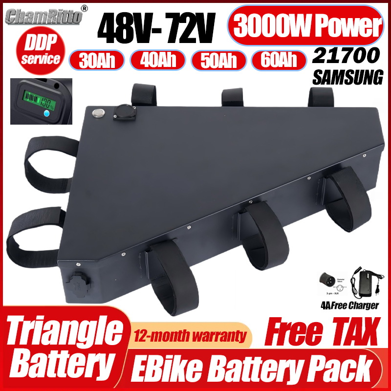 Elektrische Fiets 36v 48v 52v  - 72V 50Ah 21700 Lithium Battery recensie en prijs